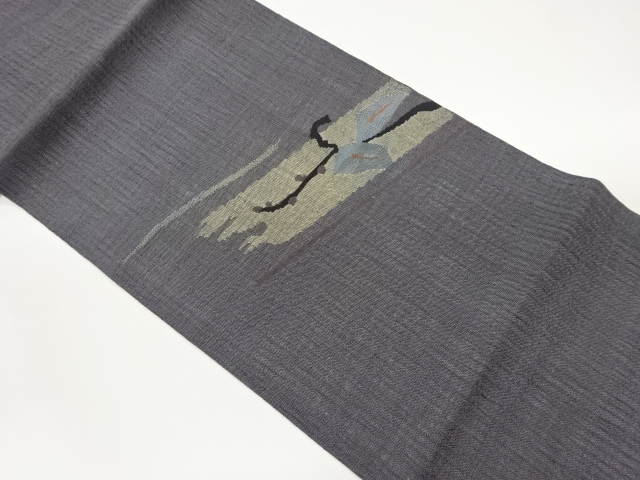 すくい織抽象枝葉模様織出し夏用名古屋帯